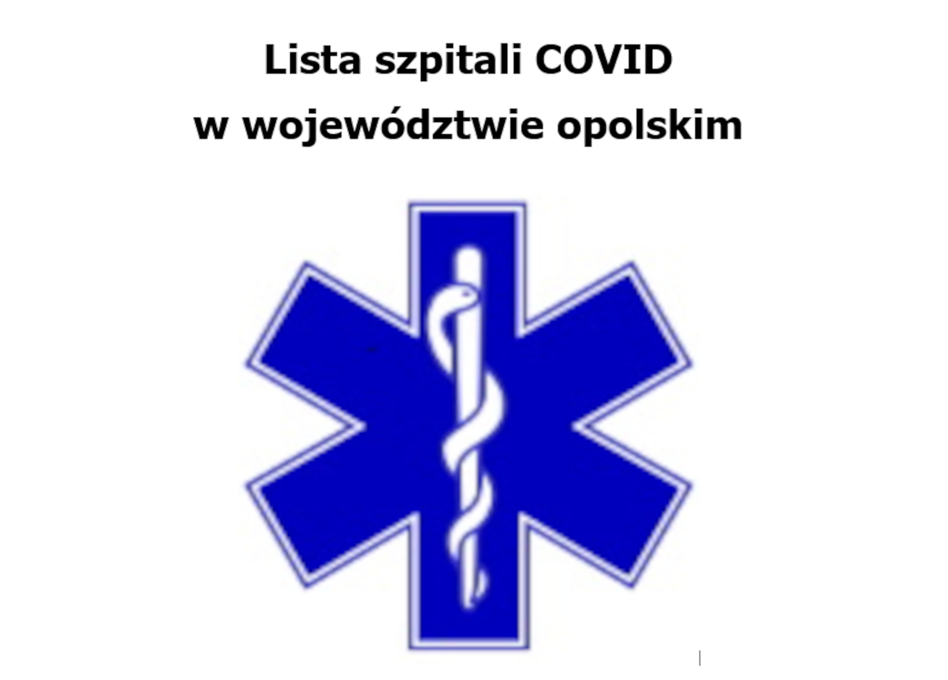 Lista szpitali COVID w województwie opolskim
