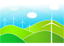 Obrazek przedstawiający wiatraki elektryncze mające symbolizować czystą energię