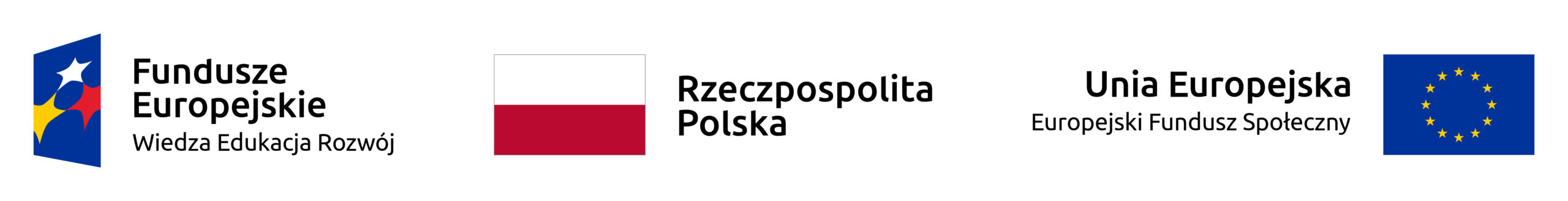 Logo Funduszy Europejskich - Wiedza Edukacja Rozwój, flaga Polski, logo Unii Europejskiej - Europejskiego Funduszu Społecznego