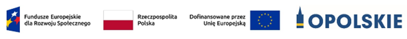 Logo Fundusze Europejskie dla Rozwoju Społecznego, flaga RP, Logo Dofinansowane przez Unię Europejską. Logo Opolskie